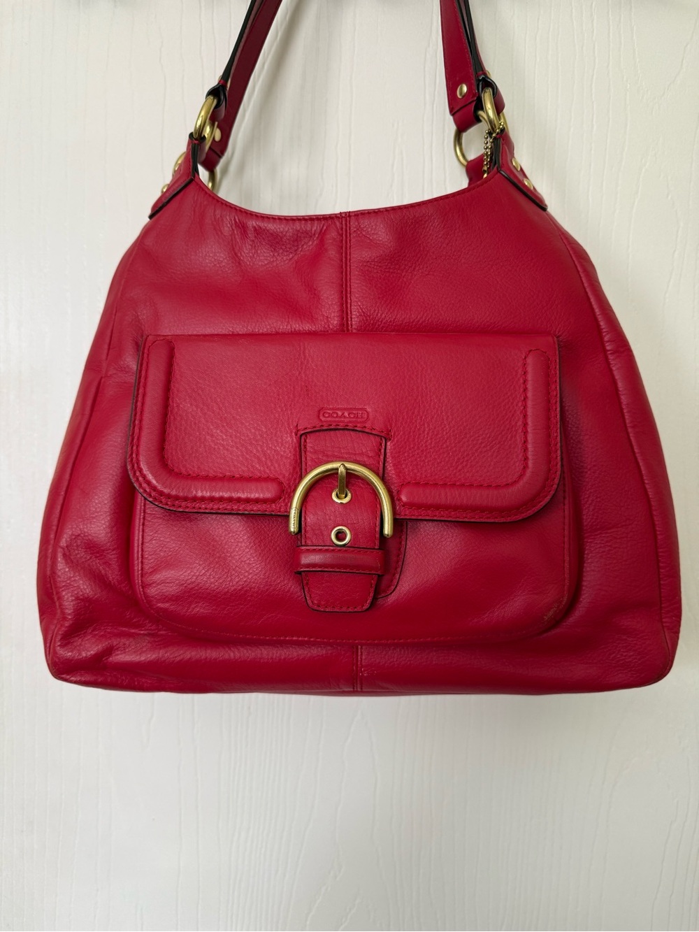 COACH Campbell Red Leather Hobo Shoulder Bag Y2K